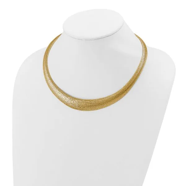 Leslie's 14K Polished Woven Graduated Dome Necklace Image 2 Gaines Jewelry FLINT, MI
