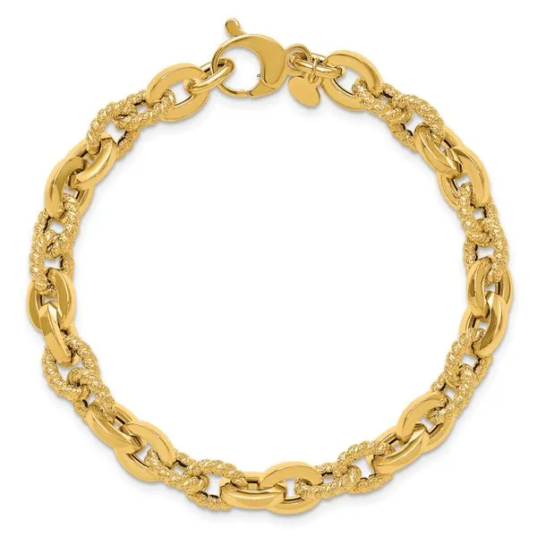 Leslie's 14K Polished and Textured Fancy Link Bracelet Image 4 Tidwells of Greenwood Greenwood, SC