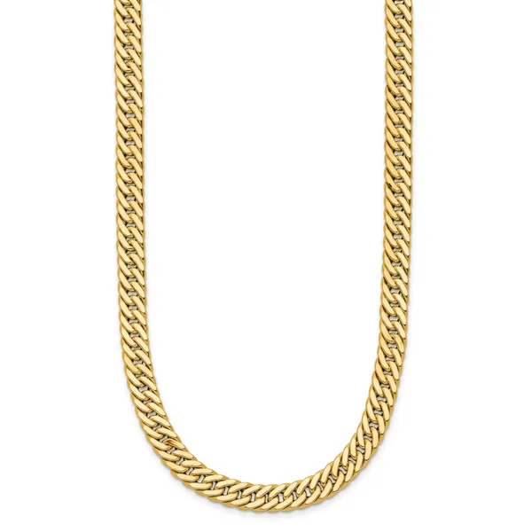 Leslie's 14K Polished and Satin Reversible Fancy Curb Necklace Image 2 J. West Jewelers Round Rock, TX