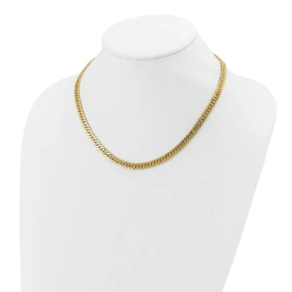 Leslie's 14K Polished and Satin Reversible Fancy Curb Necklace Image 3 J. West Jewelers Round Rock, TX