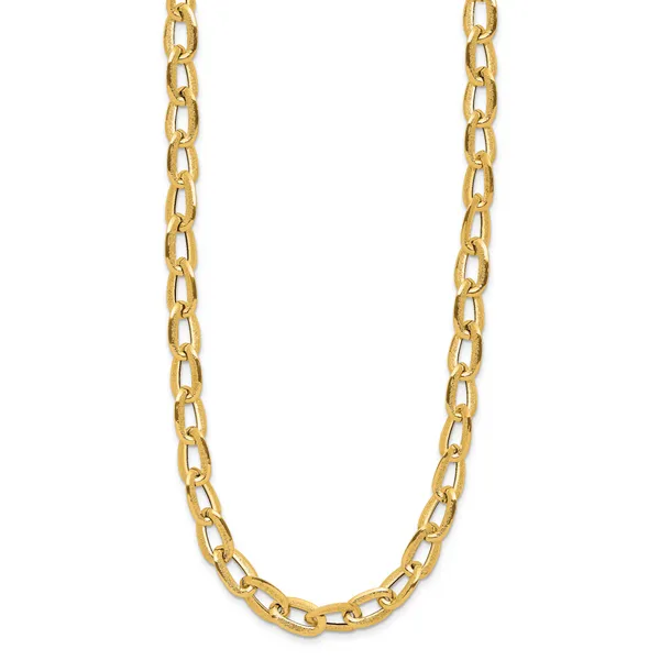 Leslie's 14K Polished and Satin Fancy Link Necklace Image 2 Trenton Jewelers Ltd. Trenton, MI