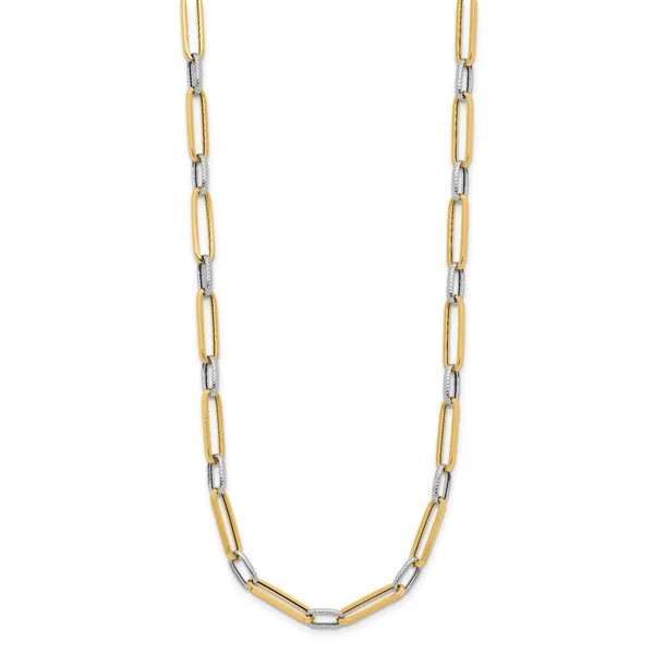 Leslie's 14K w/White Rhodium Polished and Textured Fancy Link Necklace Image 2 Trenton Jewelers Ltd. Trenton, MI