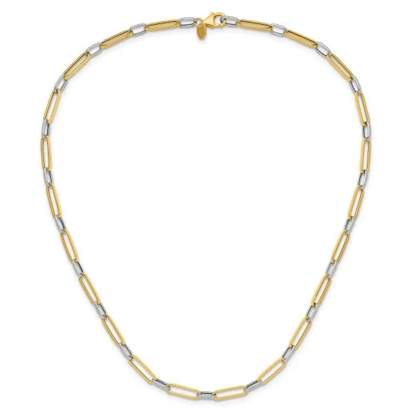 Leslie's 14K w/White Rhodium Polished and Textured Fancy Link Necklace Image 4 Trenton Jewelers Ltd. Trenton, MI