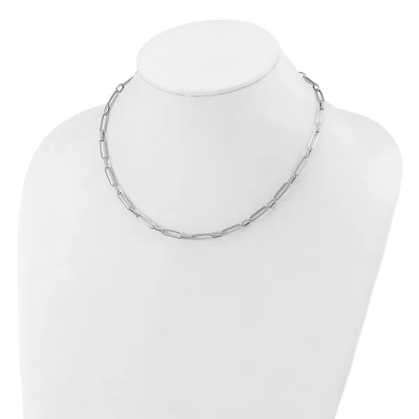Leslie's 14K White Gold Polished and Textured Fancy Link Necklace Image 3 G.G. Gems, Inc. Scottsdale, AZ