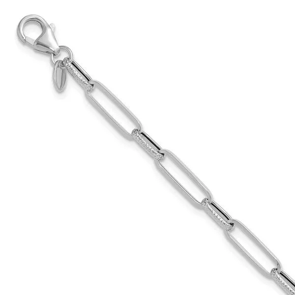Leslie's 14K White Gold Polished/Textured Fancy Link Bracelet Atlanta West Jewelry Douglasville, GA
