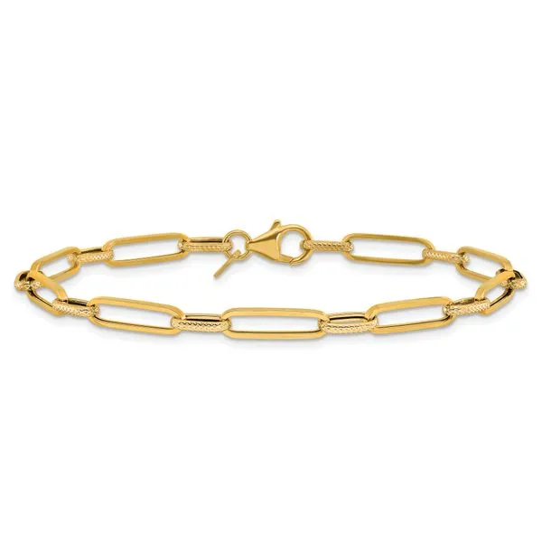 Leslie's 14K Polished/Textured Fancy Link Bracelet Image 3 Diny's Jewelers Middleton, WI