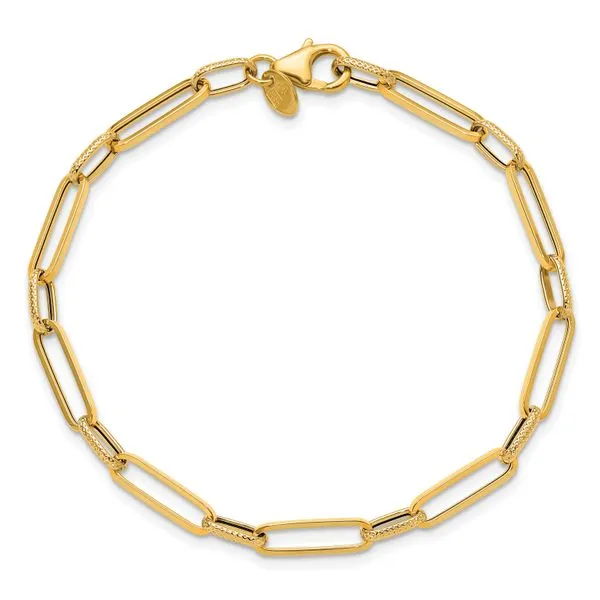 Leslie's 14K Polished/Textured Fancy Link Bracelet Image 4 Diny's Jewelers Middleton, WI