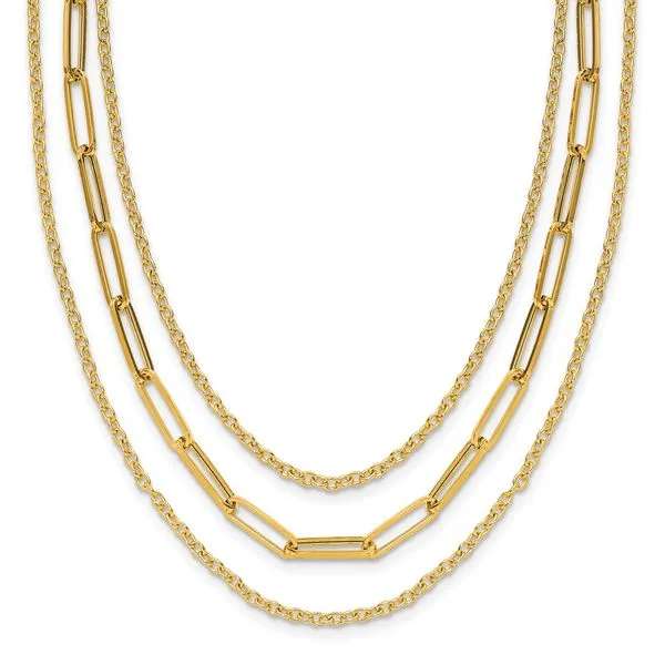 Leslie's 14K Polished 3-strand Fancy Link Necklace Alexander Fine Jewelers Fort Gratiot, MI