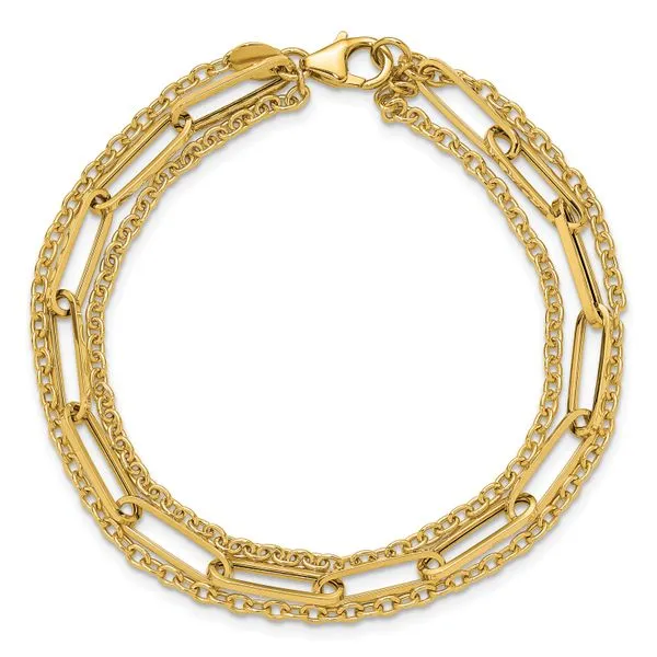 Leslie's 14K Polished 3-strand Fancy Link Bracelet Image 4 Jewelry Design Studio Jensen Beach, FL