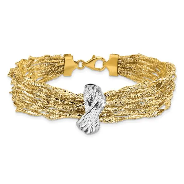 Leslie's 14K with Rhodium Polished Knot Mesh Multi-strand Bracelet Image 3 Jerald Jewelers Latrobe, PA