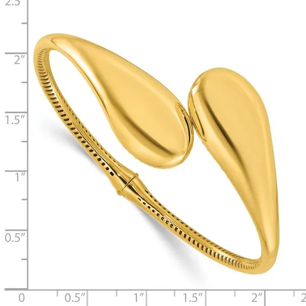 Leslie's 14K Polished Bypass Teardrop Hinged Bangle Image 3 Valentine's Fine Jewelry Dallas, PA