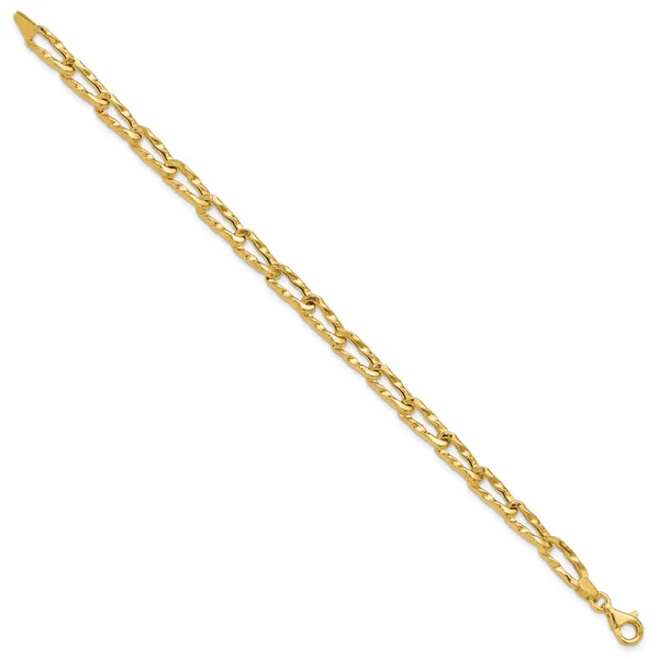 Leslie's 14K Polished and Hammered Fancy Link Bracelet Image 2 Albert's Jewelers Kingsland, GA