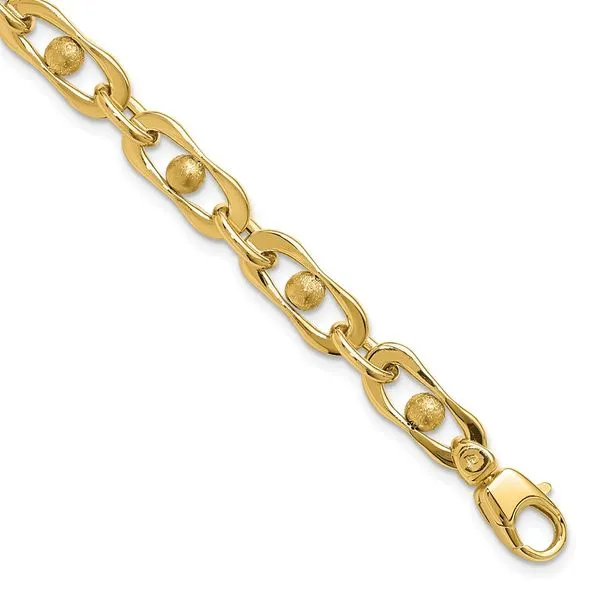 Leslie's 14K Polished and Satin Fancy Link Bracelet J. West Jewelers Round Rock, TX
