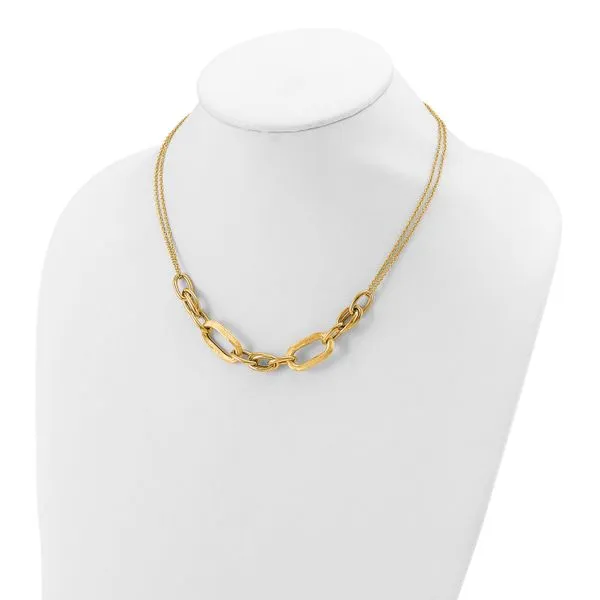 Leslie's 14K Polished and Satin 2-strand Fancy Link with 1in ext. Necklace Image 3 Jerald Jewelers Latrobe, PA