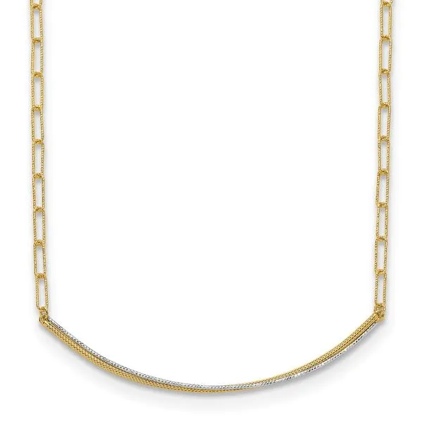 Leslie's 14K w/Rhodium Polished and Diamond-cut Bar Necklace J. West Jewelers Round Rock, TX