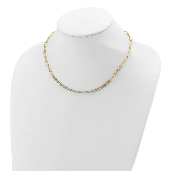 Leslie's 14K w/Rhodium Polished and Diamond-cut Bar Necklace Image 3 Graham Jewelers Wayzata, MN