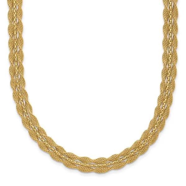 Leslie's 14K Polished/Textured and Diamond-cut Necklace Gaines Jewelry FLINT, MI