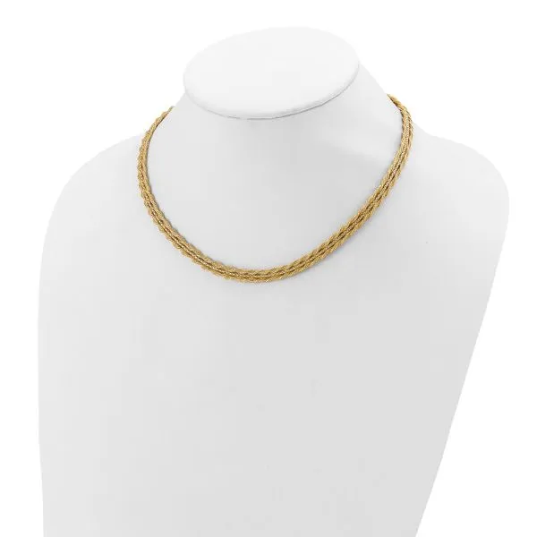 Leslie's 14K Polished/Textured and Diamond-cut Necklace Image 3 Gaines Jewelry FLINT, MI