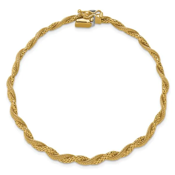 Leslie's 14K Polished/Textured and Diamond-cut Twisted  Bracelet Image 4 Mitchell's Jewelry Norman, OK