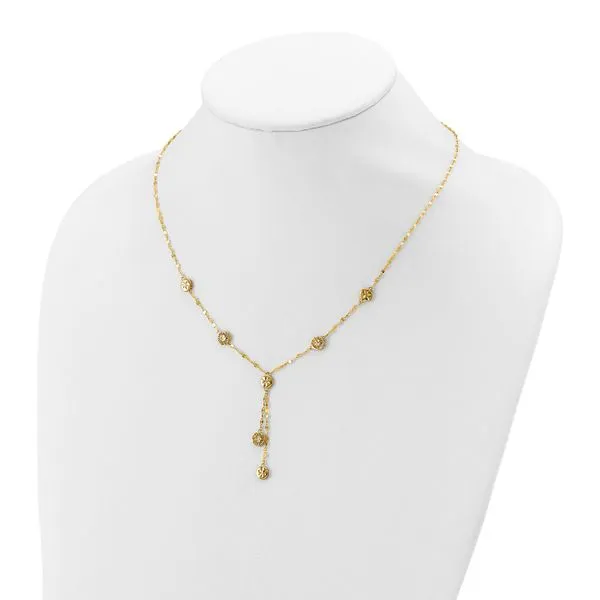 Leslie's 14K Polished and Diamond-cut Disc Design w/2in ext. Necklace Image 3 Fairfield Center Jewelers Fairfield, CT