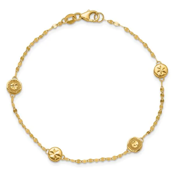 Leslie's 14K Polished and Diamond-cut Disc Design Bracelet Image 4 Leslie E. Sandler Fine Jewelry and Gemstones rockville , MD