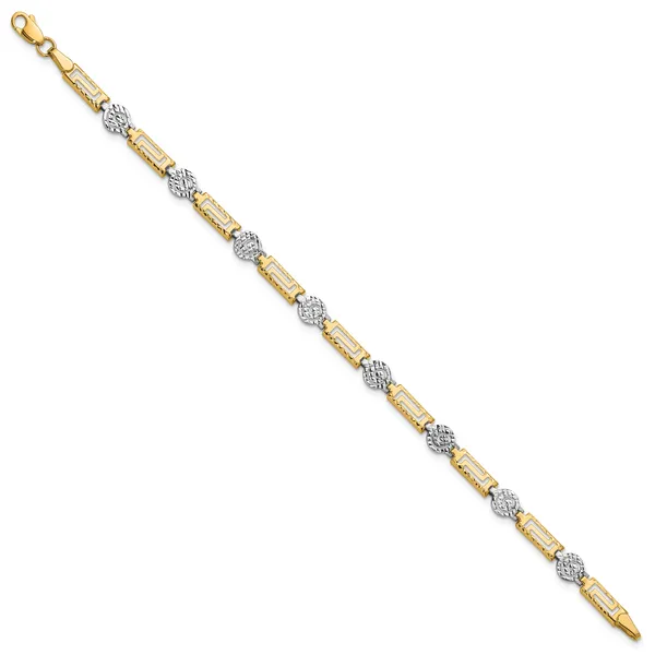 Leslie's 14K Two-tone Polished and Diamond-cut Fancy Link Bracelet Image 2 Fairfield Center Jewelers Fairfield, CT