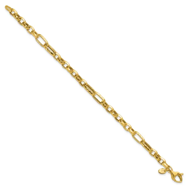 Leslie's 14K Polished and Hammered Fancy Link Bracelet Image 2 Valentine's Fine Jewelry Dallas, PA