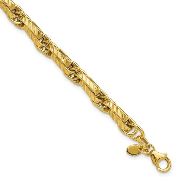 Leslie's 14K Polished and Grooved Fancy Link Bracelet Grayson & Co. Jewelers Iron Mountain, MI