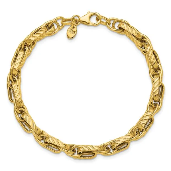 Leslie's 14K Polished and Grooved Fancy Link Bracelet Image 4 Grayson & Co. Jewelers Iron Mountain, MI