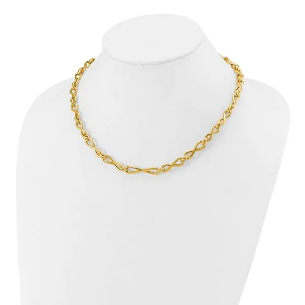 Leslie's 14K Polished Fancy Twisted Link Infinity Necklace Image 3 Leslie E. Sandler Fine Jewelry and Gemstones rockville , MD