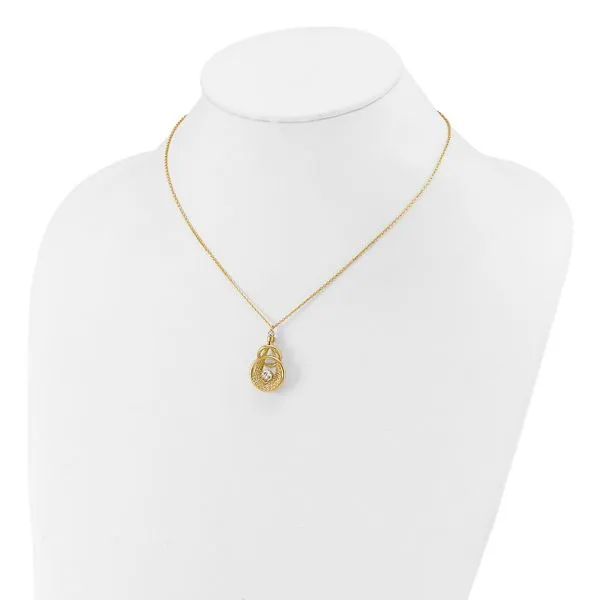 Leslie's 14K TT Polish/Dia-cut Fancy Teardrop w/.5in ext. Necklace Image 3 Leslie E. Sandler Fine Jewelry and Gemstones rockville , MD
