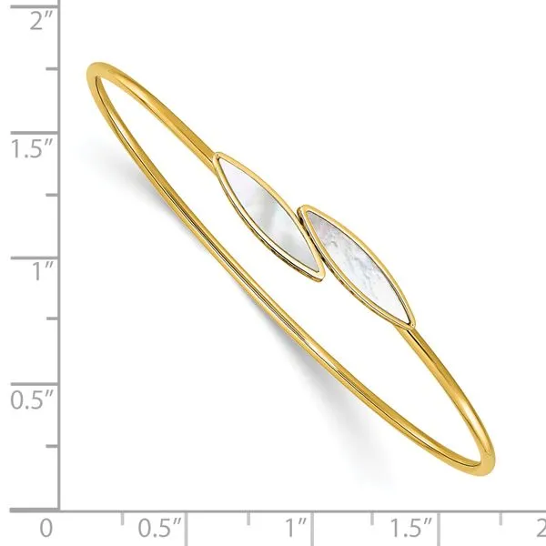 Leslie's 14K Polished Mother of Pearl Bypass Flexible Bangle Image 3 Graham Jewelers Wayzata, MN
