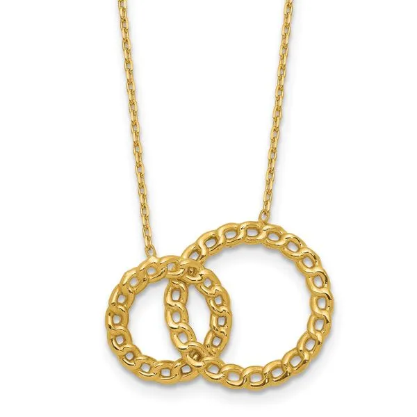 Leslie's 14K Polished/Diamond-cut 2 Circles w/2in ext. Necklace Boyd Jewelers Wesley Chapel, FL