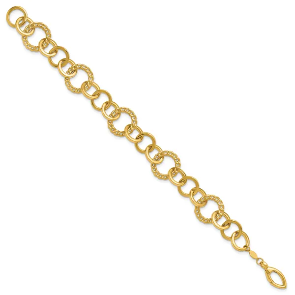 Leslie's 14K Polished Fancy Circle Link Bracelet Image 2 Grayson & Co. Jewelers Iron Mountain, MI