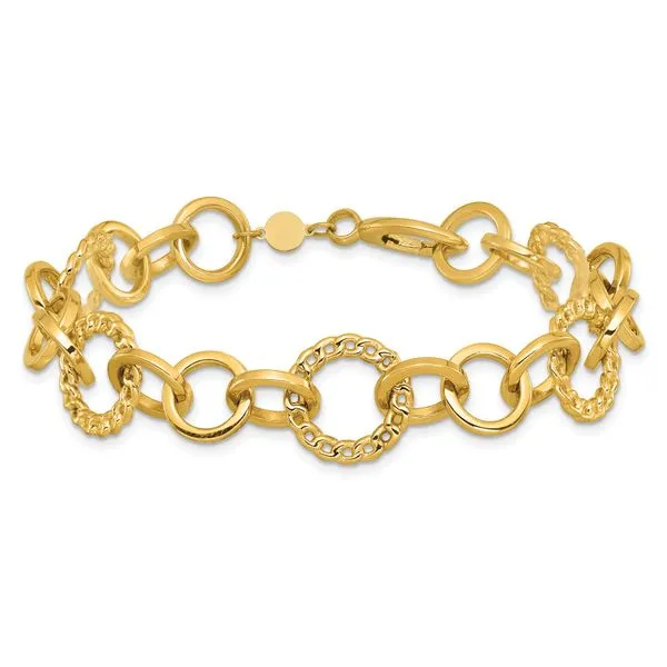 Leslie's 14K Polished Fancy Circle Link Bracelet Image 3 Valentine's Fine Jewelry Dallas, PA