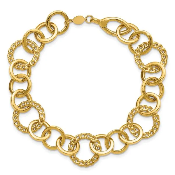 Leslie's 14K Polished Fancy Circle Link Bracelet Image 4 Valentine's Fine Jewelry Dallas, PA
