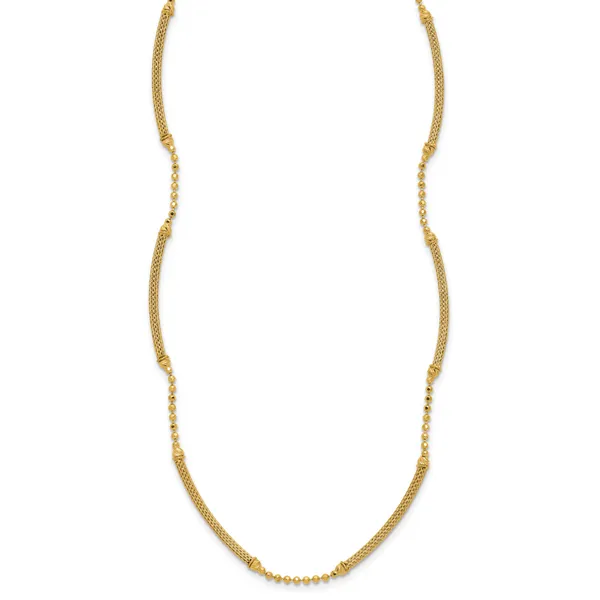 Leslie's 14K Polished Textured and Dia-cut Beaded w/Bars Necklace Image 2 Thomas A. Davis Jewelers Holland, MI
