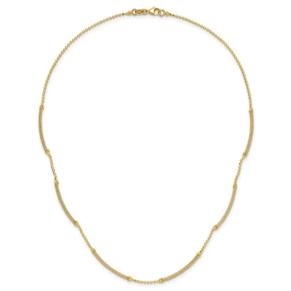 Leslie's 14K Polished Textured and Dia-cut Beaded w/Bars Necklace Image 4 Thomas A. Davis Jewelers Holland, MI