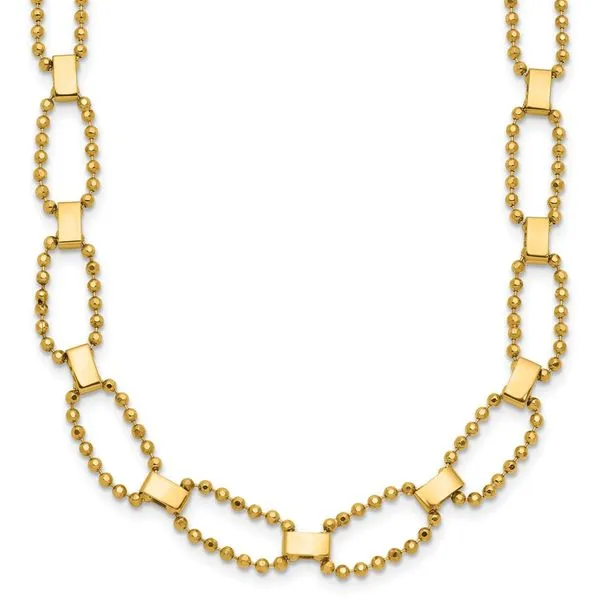 Leslie's 14K Polished / Dia-cut Fancy Beaded Link w/ 2in ext. Necklace Jim's Jewelers Tyler, TX