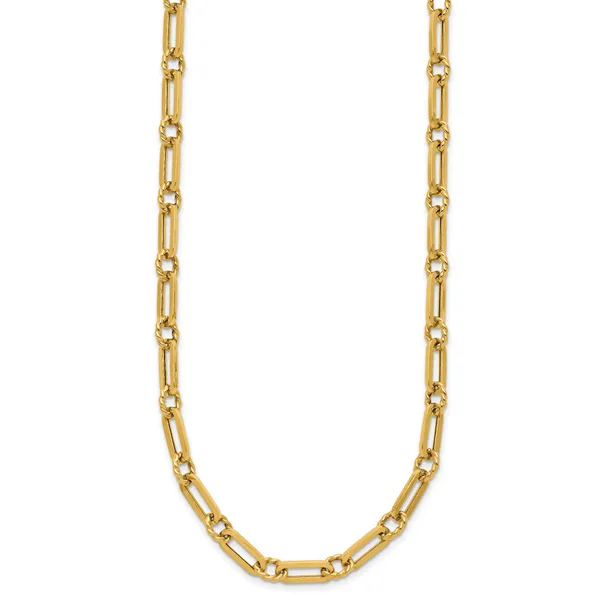 Leslie's 14K Polished and Twisted Fancy Link Toggle Necklace Image 2 Boyd Jewelers Wesley Chapel, FL