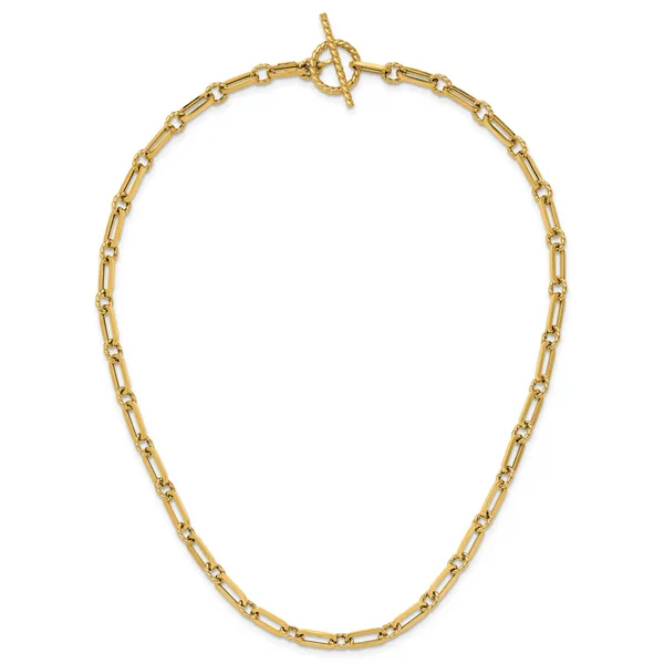 Leslie's 14K Polished and Twisted Fancy Link Toggle Necklace Image 4 Boyd Jewelers Wesley Chapel, FL