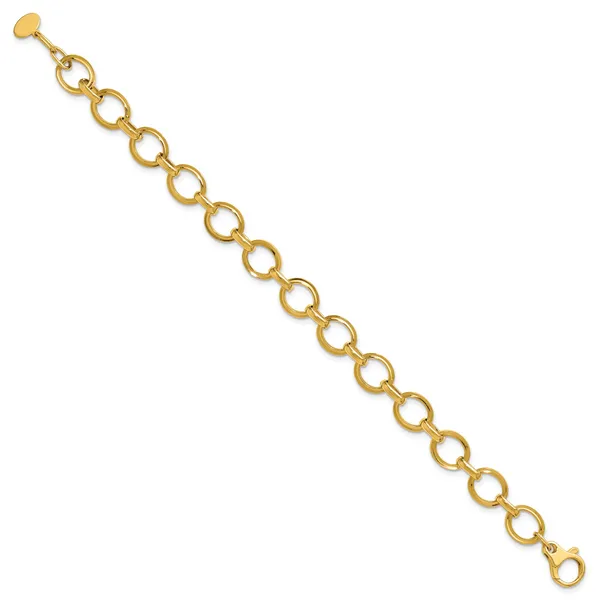 Leslie's 14K Polished and Grooved Fancy Link Bracelet Image 2 Albert's Jewelers Kingsland, GA