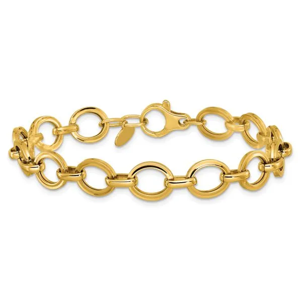 Leslie's 14K Polished and Grooved Fancy Link Bracelet Image 3 Albert's Jewelers Kingsland, GA
