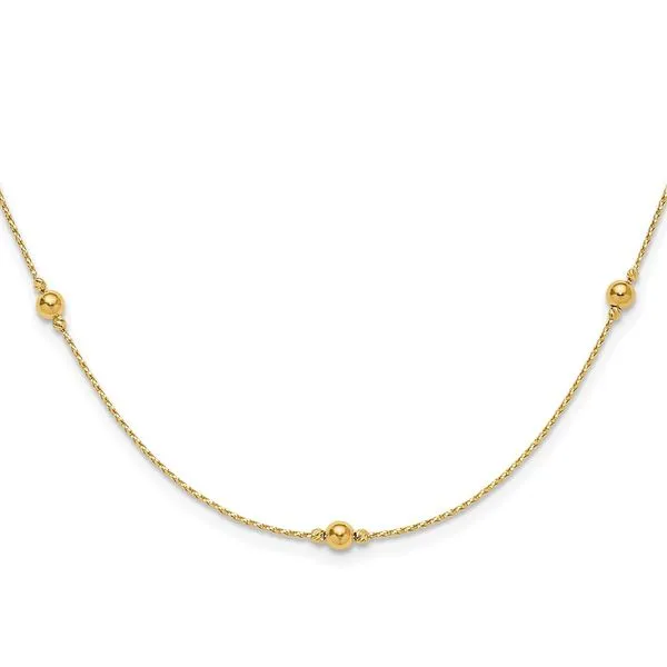 Leslie's 14K Polished/Textured/Dia-cut Beads w/ 2in ext. Necklace J. Anthony Jewelers Neenah, WI