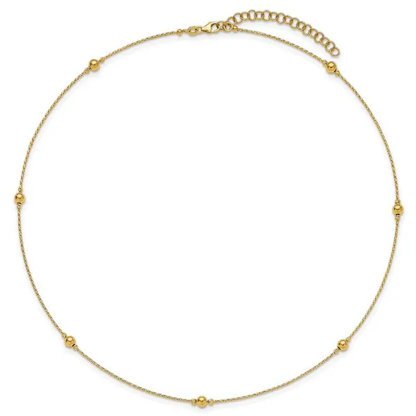 Leslie's 14K Polished/Textured/Dia-cut Beads w/ 2in ext. Necklace Image 4 Valentine's Fine Jewelry Dallas, PA