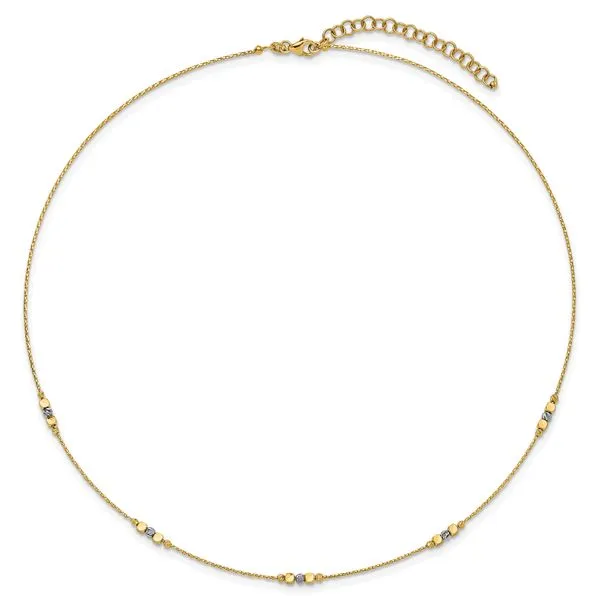 Leslie's 14K Two-tone Pol/Texture/Dia-cut Beads w/2in ext. Necklace Image 4 Grayson & Co. Jewelers Iron Mountain, MI