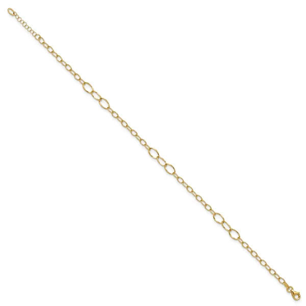 Leslie's 14K Polished Fancy Oval Link 9in Plus 1in ext. Anklet Image 2 J. Anthony Jewelers Neenah, WI