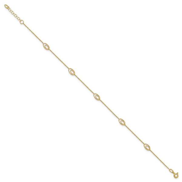 Leslie's 14K Polished Fancy Oval Link 9in Plus 1in ext. Anklet Image 2 Atlanta West Jewelry Douglasville, GA