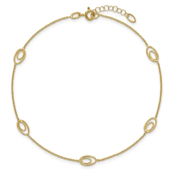 Leslie's 14K Polished Fancy Oval Link 9in Plus 1in ext. Anklet Image 4 Jim's Jewelers Tyler, TX