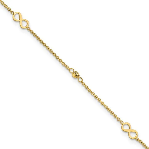 Leslie's 14K Polished/Diamond-cut Infinity 9in Plus 1in ext. Anklet Grayson & Co. Jewelers Iron Mountain, MI